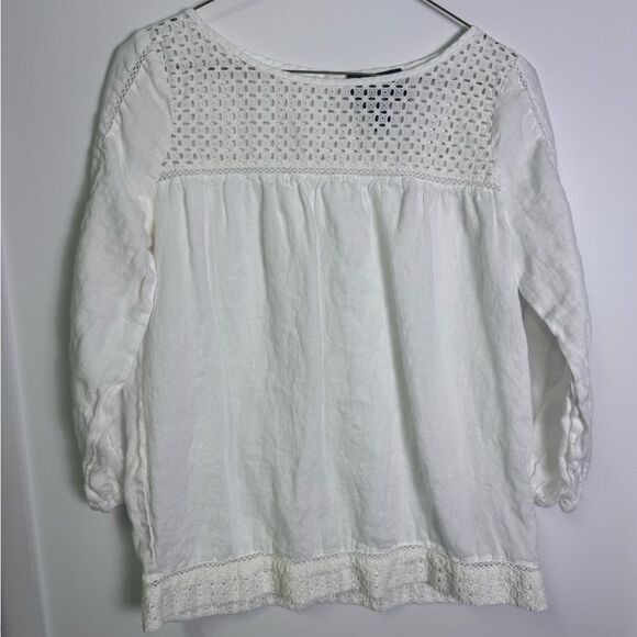 Cynthia Rowley White Crochet Accent Blouse - Picture 2 of 4